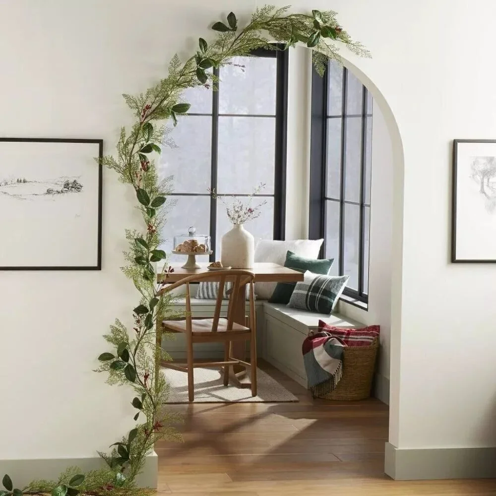 12' Cedar & Magnolia Leaf Winterberries Christmas Garland Hearth & Hand Magnolia